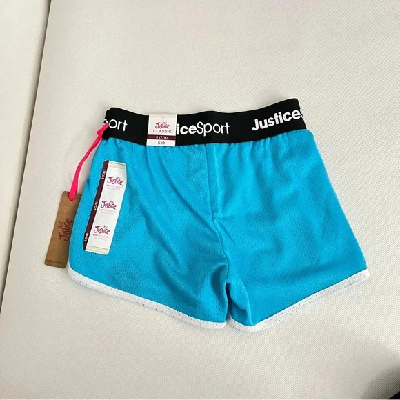 Justice Girls Core Solid Mesh Shorts Blue/Black Elastic Waist size Small (7/8) - Picture 2 of 12